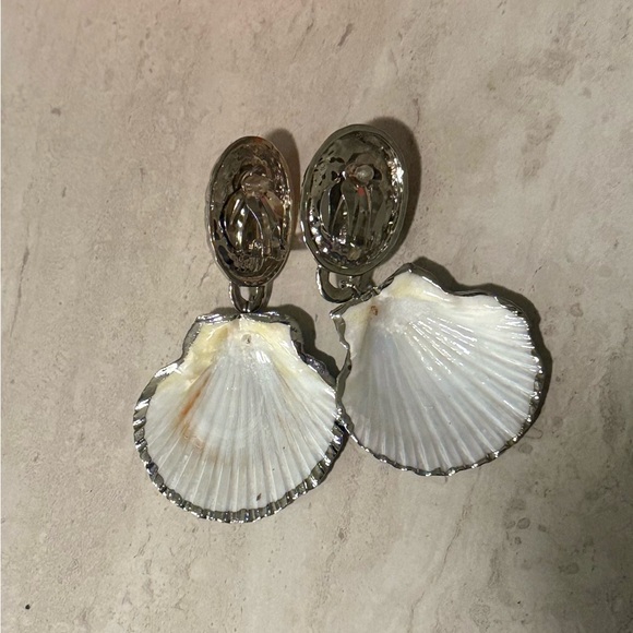 Julietta Azul Pearl & Shell Statement Earrings | Silver/Blue - Picture 4 of 5